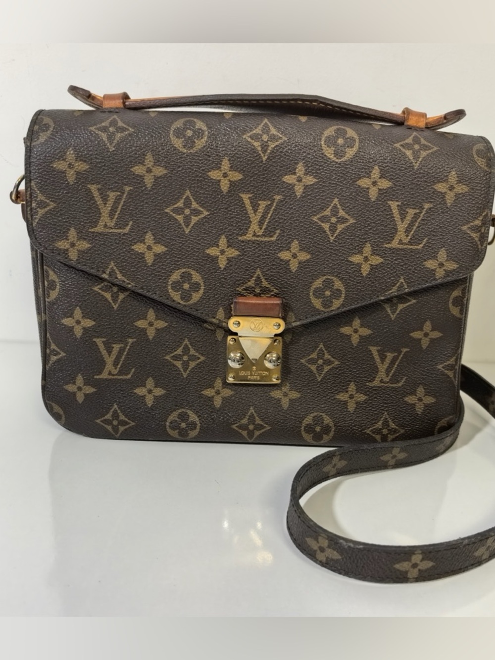 Louis Vuitton Monogram Crossbody Satchel - Brown/Gold Hardware